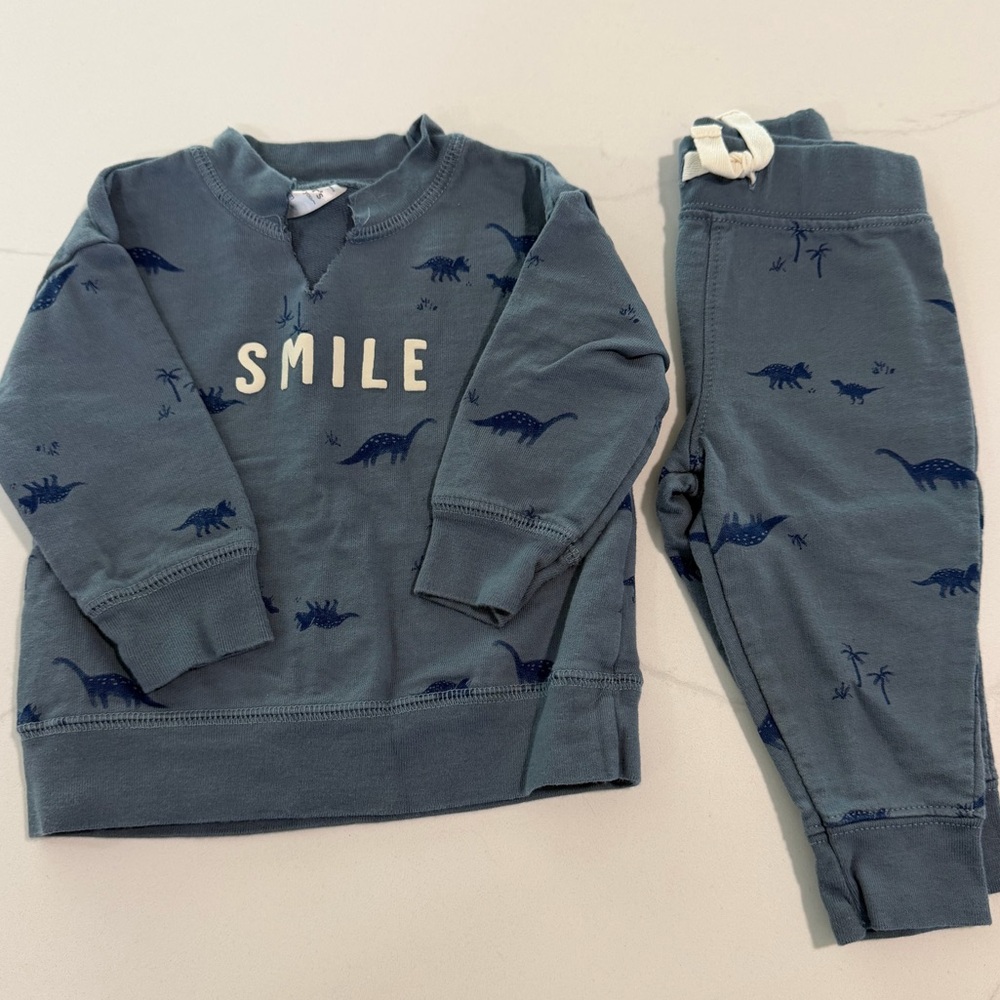 Carter's Blue Dino Sweatsuit - Smile! Size 6m
